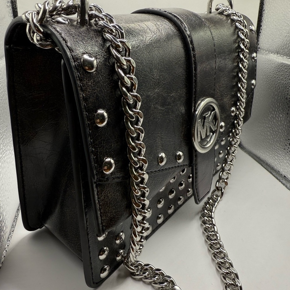 Greenwich Small Studded Distressed Black - 8"W X 6"H X 3"D Crossbody Bag NWT - Picture 3 of 15